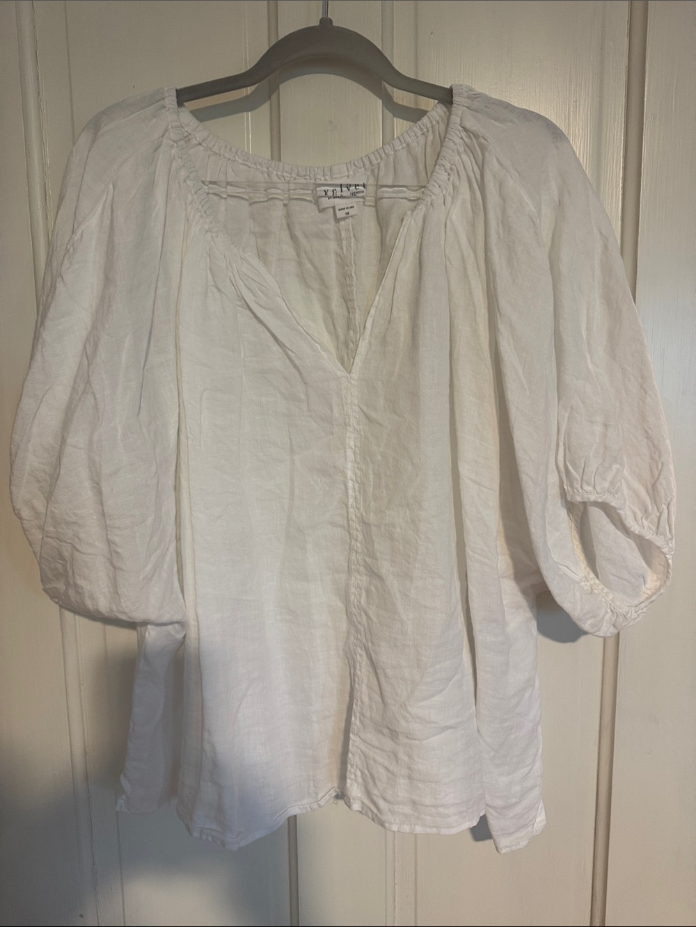 Velvet white linen Peasant Blouse